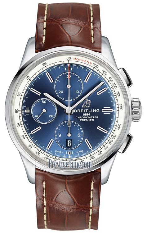 breitling premier chronograph 42 a13315351c1p1|Breitling Premier Chronograph 42 Blue Dial on Brown Strap .